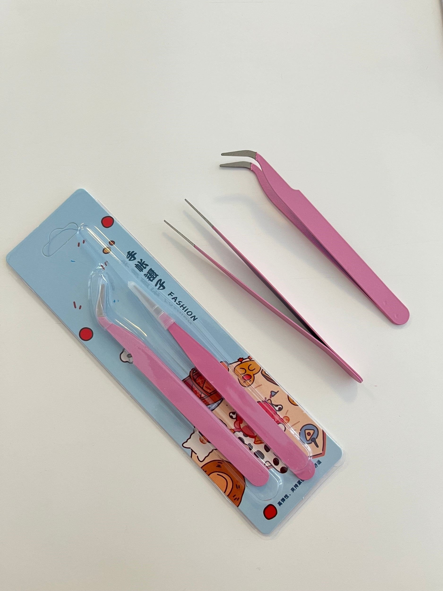 2'li Sticker Cımbızı Seti Düz Ve Eğri Uçlu Pembe/Etiket/Çıkartma/Washi Bant/Sticker/Bullet Journal