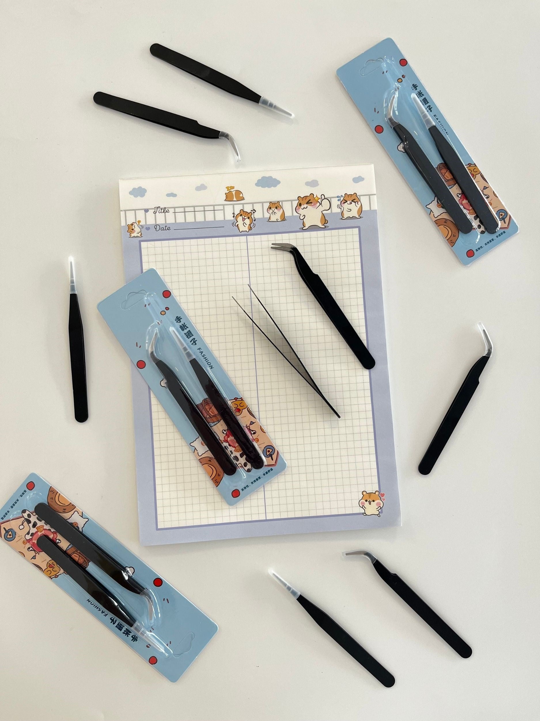 2'li Sticker Cımbızı Seti Düz Ve Eğri Uçlu Siyah/Etiket/Çıkartma/Washi Bant/Sticker/Bullet Journal