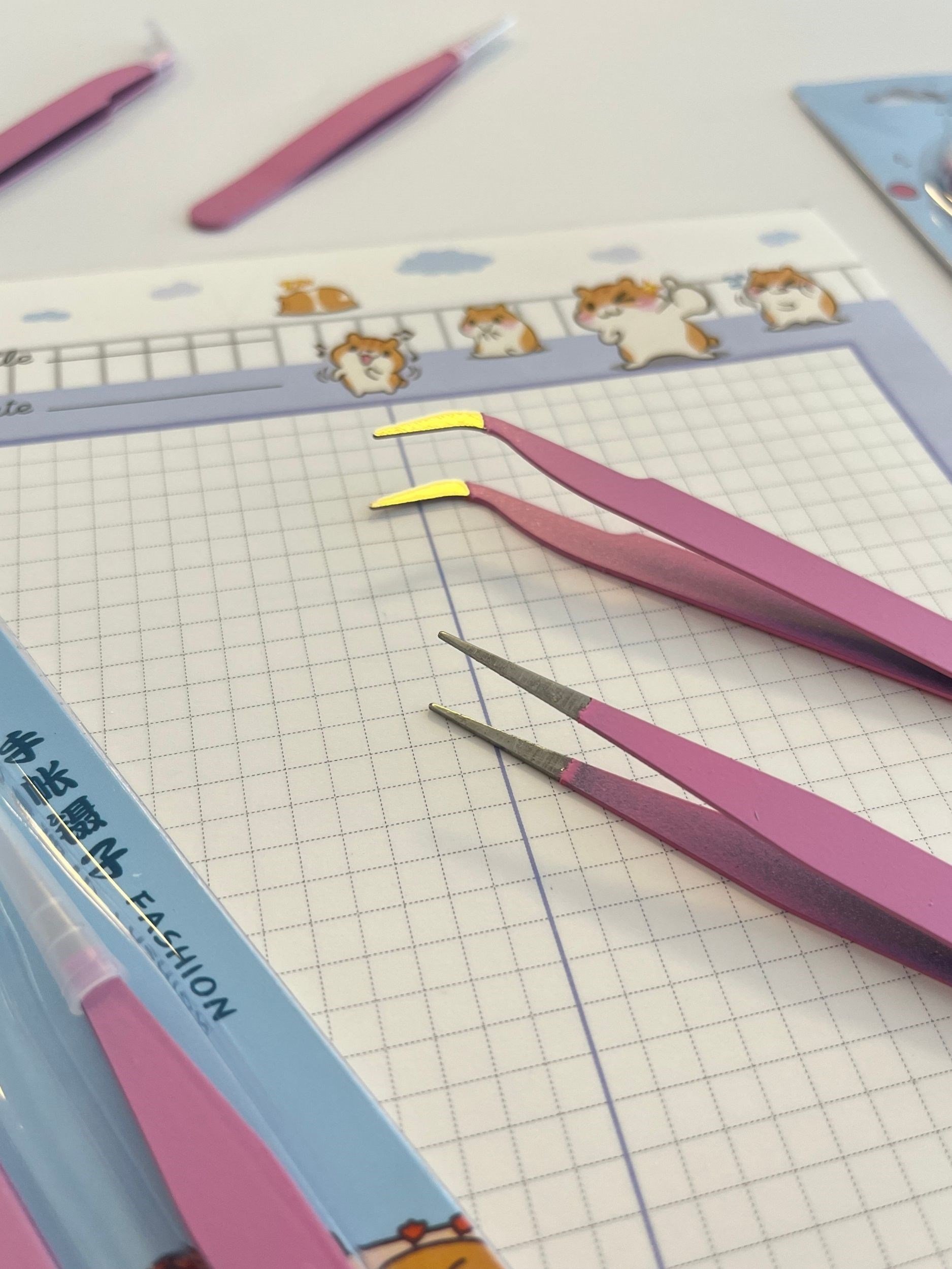 2'li Sticker Cımbızı Seti Düz Ve Eğri Uçlu Pembe/Etiket/Çıkartma/Washi Bant/Sticker/Bullet Journal