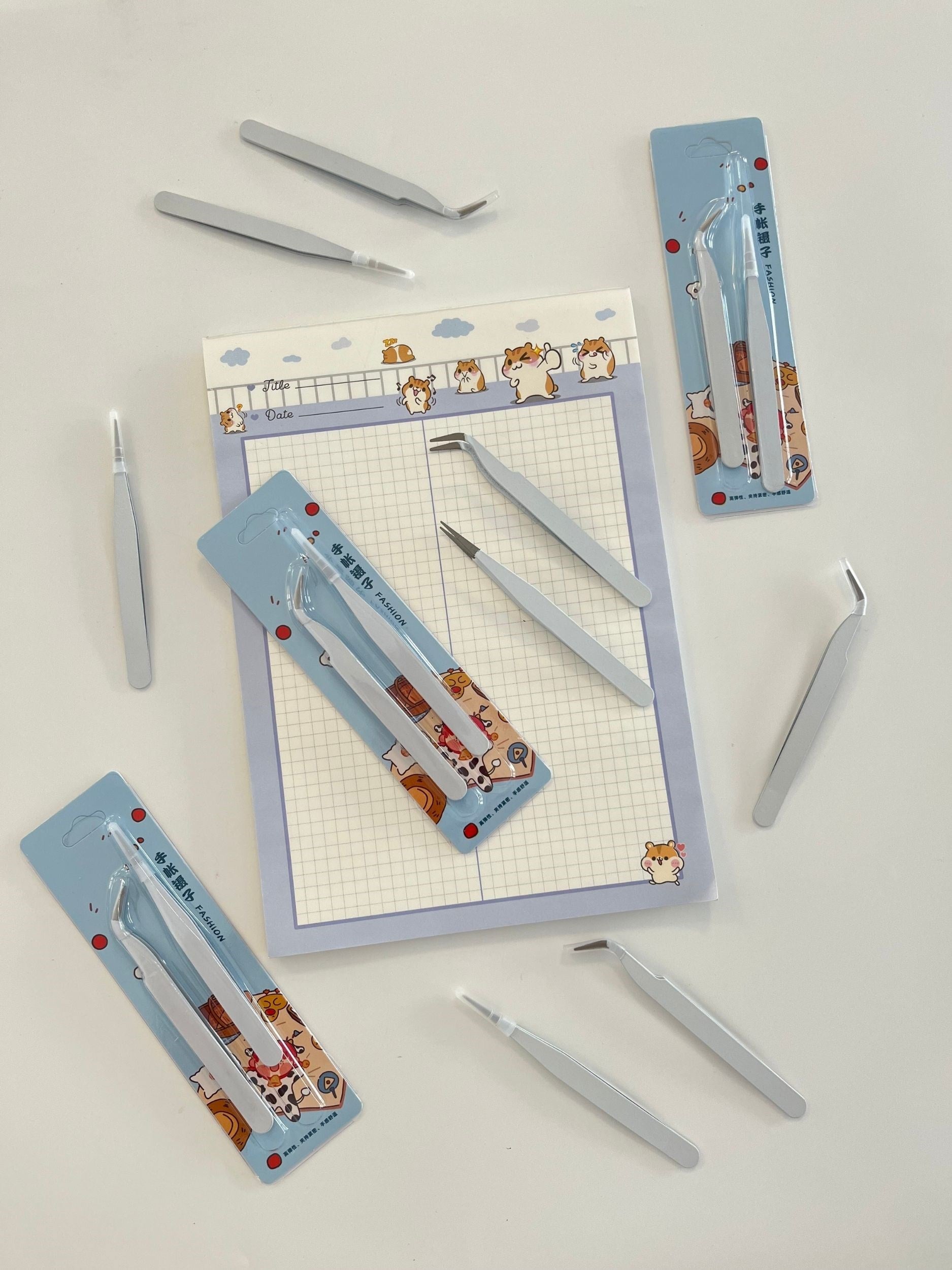 2'li Sticker Cımbızı Seti Düz Ve Eğri Uçlu Beyaz/Etiket/Çıkartma/Washi Bant/Sticker/Bullet Journal