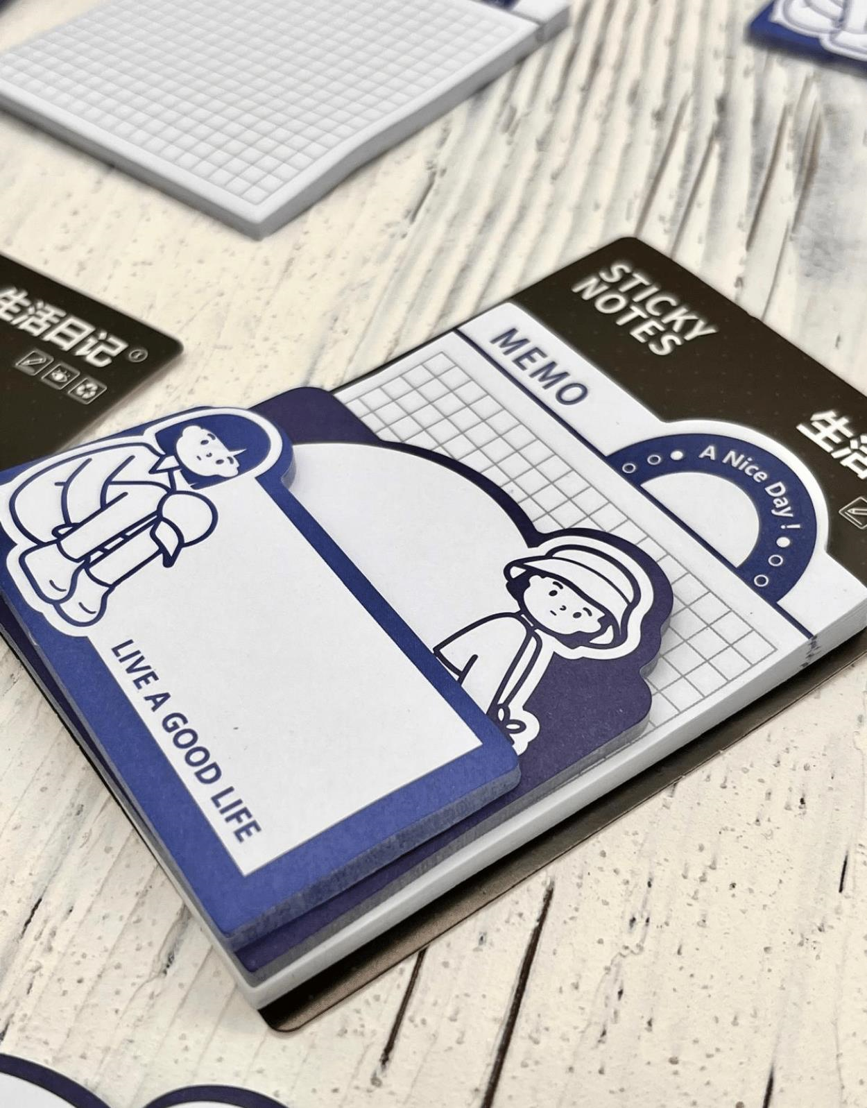 3 Parça Farklı Boyutlarda Mavi Sticky Note Set / Post-it / Bloknot / Not Kağıdı