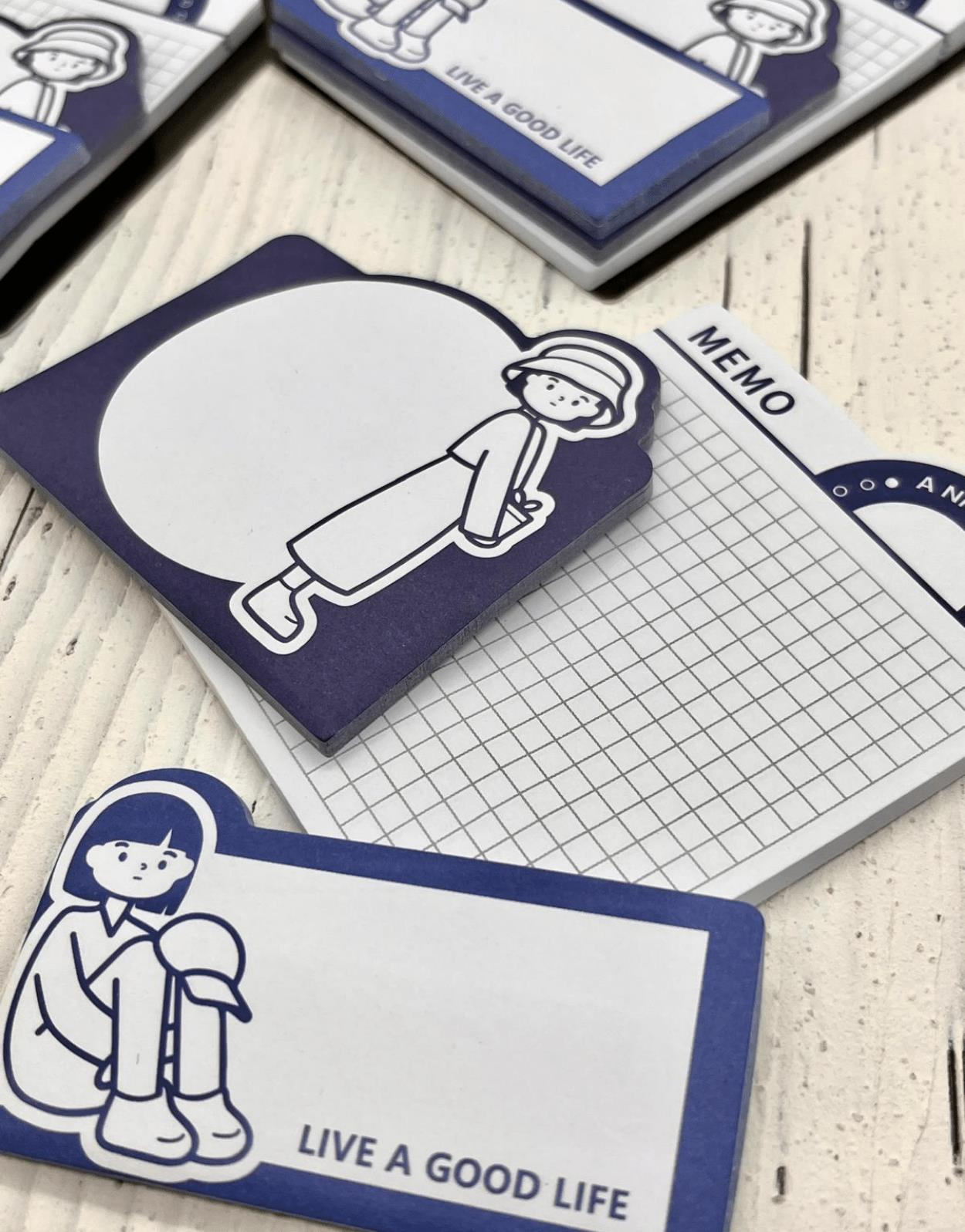 3 Parça Farklı Boyutlarda Mavi Sticky Note Set / Post-it / Bloknot / Not Kağıdı