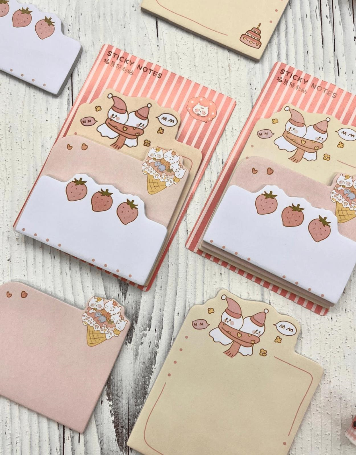 3 Parça Farklı Boyutlarda Pembe Sticky Note Set / Post-it / Bloknot / Not Kağıdı
