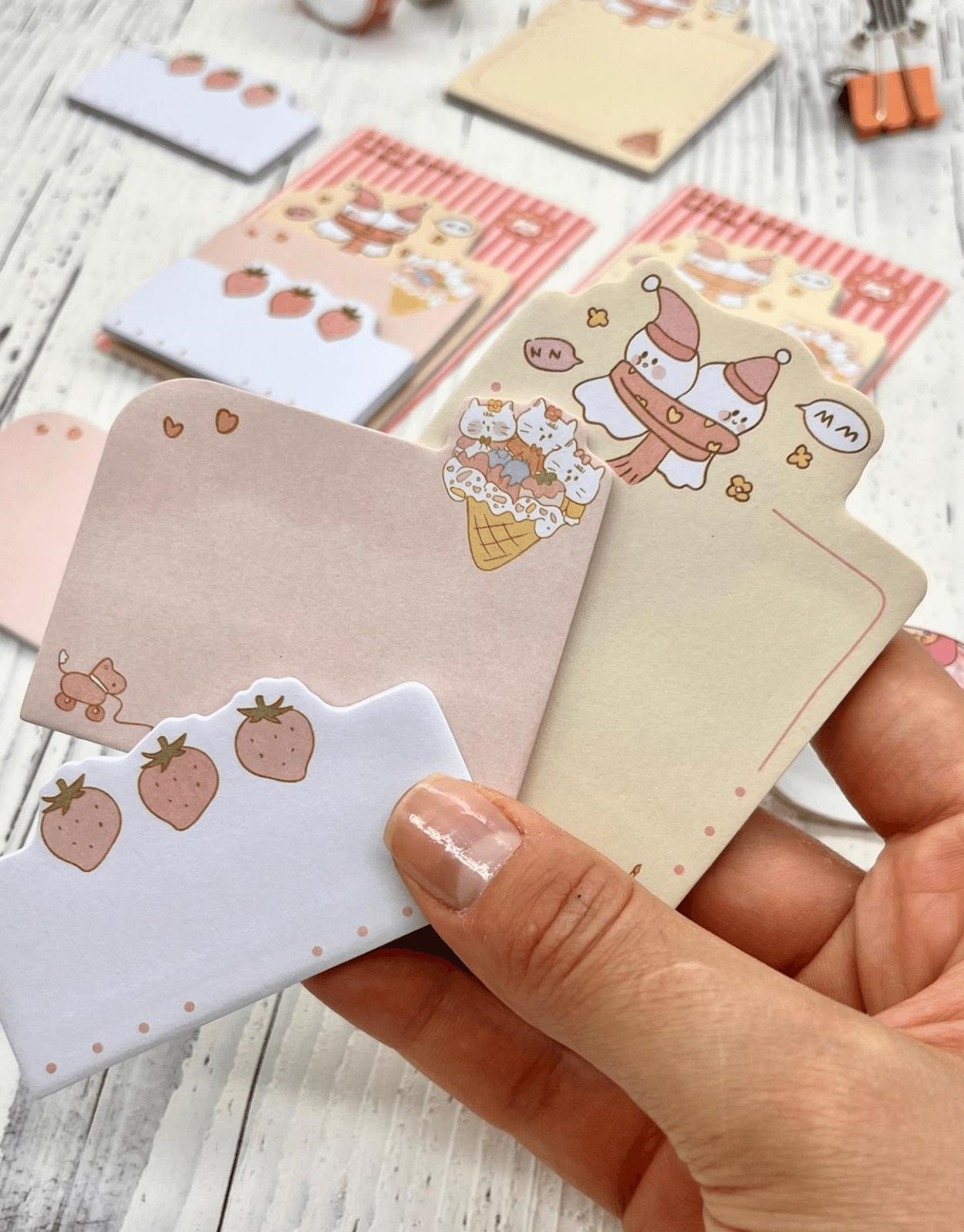 3 Parça Farklı Boyutlarda Pembe Sticky Note Set / Post-it / Bloknot / Not Kağıdı