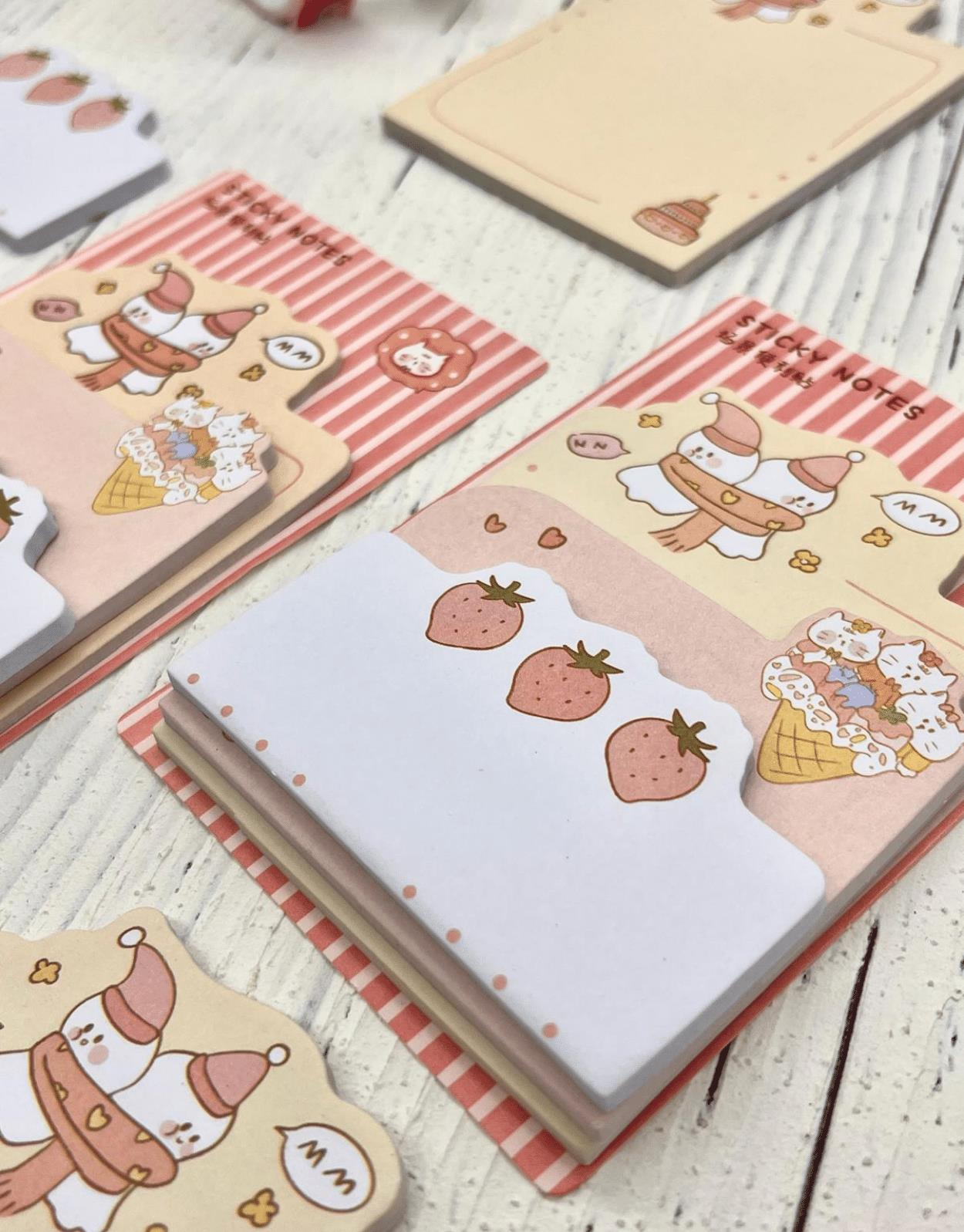 3 Parça Farklı Boyutlarda Pembe Sticky Note Set / Post-it / Bloknot / Not Kağıdı