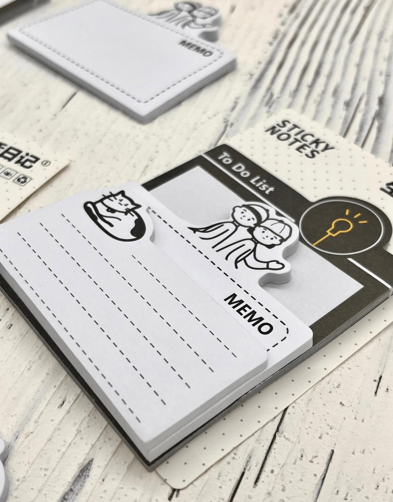 3 Parça Farklı Boyutlarda Siyah Sticky Note Set / Post-it / Bloknot / Not Kağıdı