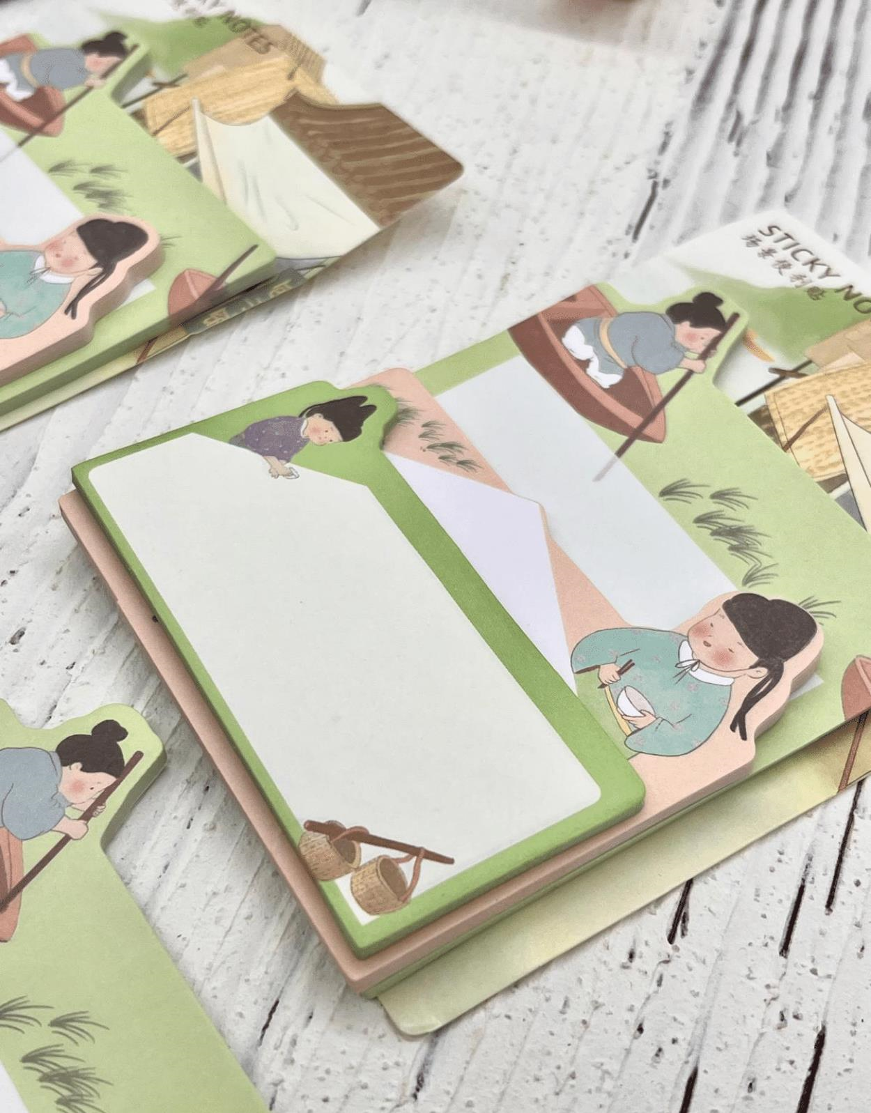 3 Parça Farklı Boyutlarda Yeşil Sticky Note Set / Post-it / Bloknot / Not Kağıdı