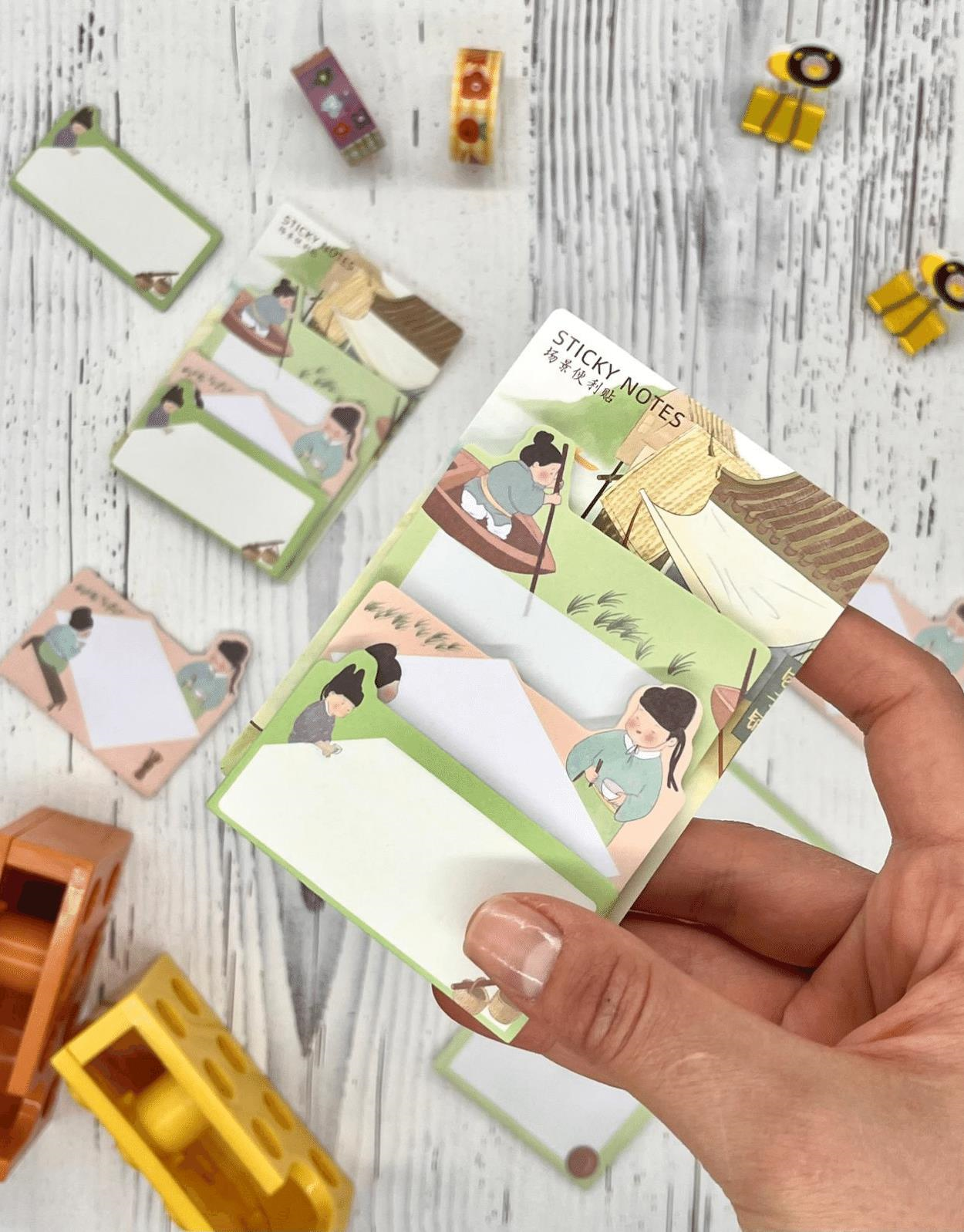 3 Parça Farklı Boyutlarda Yeşil Sticky Note Set / Post-it / Bloknot / Not Kağıdı