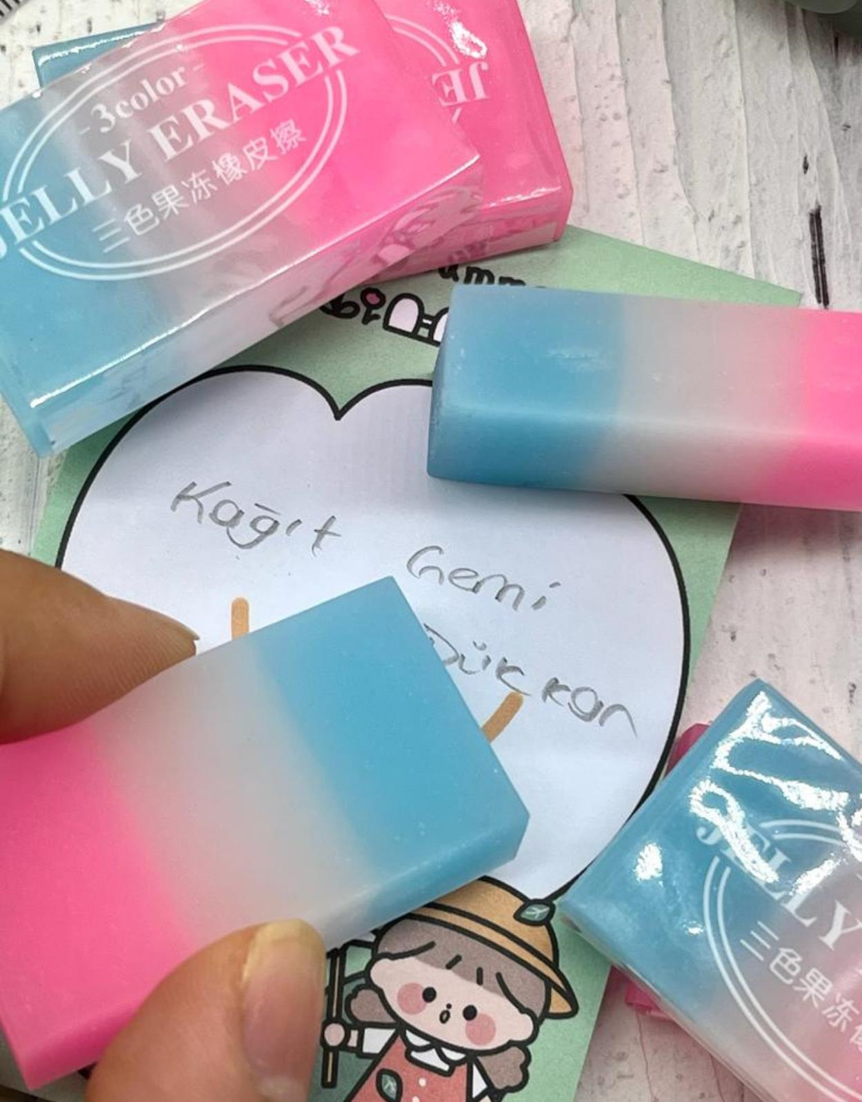 3 Renkli Mavi / Beyaz / Pembe Silgi