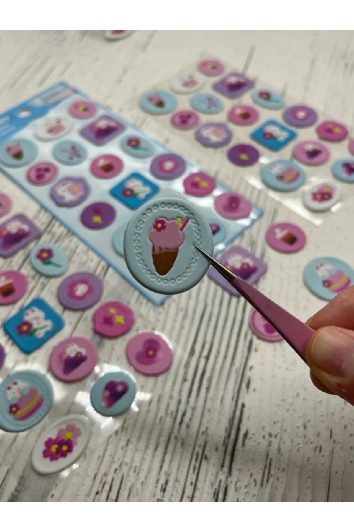 3D Kabartmalı 18 Adet Mavi Paket Mühür Desenli Sticker / Etiket / Çıkartma