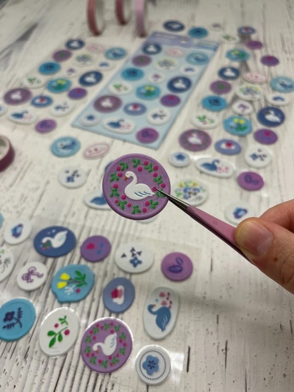 3D Kabartmalı 18 Adet Menekşe Rengi Paket Mühür Desenli Sticker / Etiket / Çıkartma