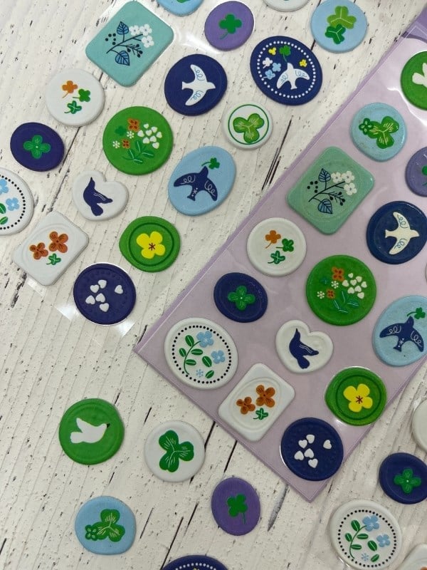 3D Kabartmalı 18 Adet Mor Paket Mühür Desenli Sticker / Etiket / Çıkartma