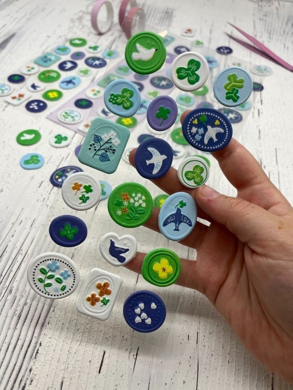 3D Kabartmalı 18 Adet Mor Paket Mühür Desenli Sticker / Etiket / Çıkartma