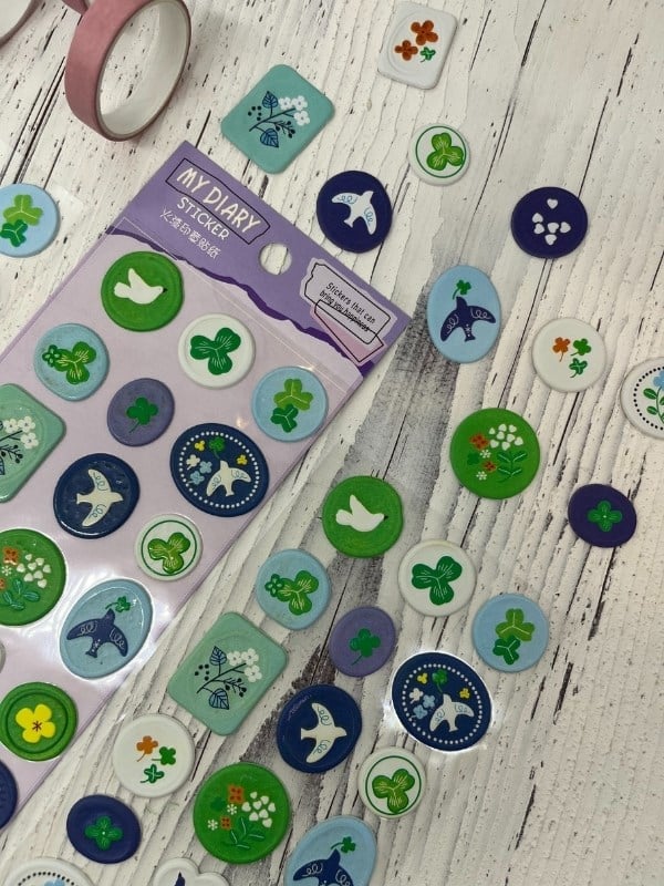 3D Kabartmalı 18 Adet Mor Paket Mühür Desenli Sticker / Etiket / Çıkartma