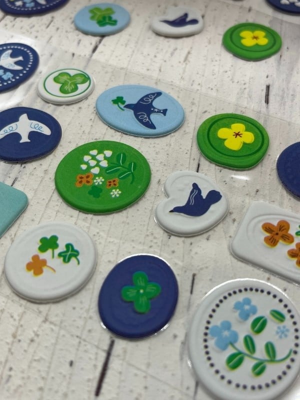 3D Kabartmalı 18 Adet Mor Paket Mühür Desenli Sticker / Etiket / Çıkartma