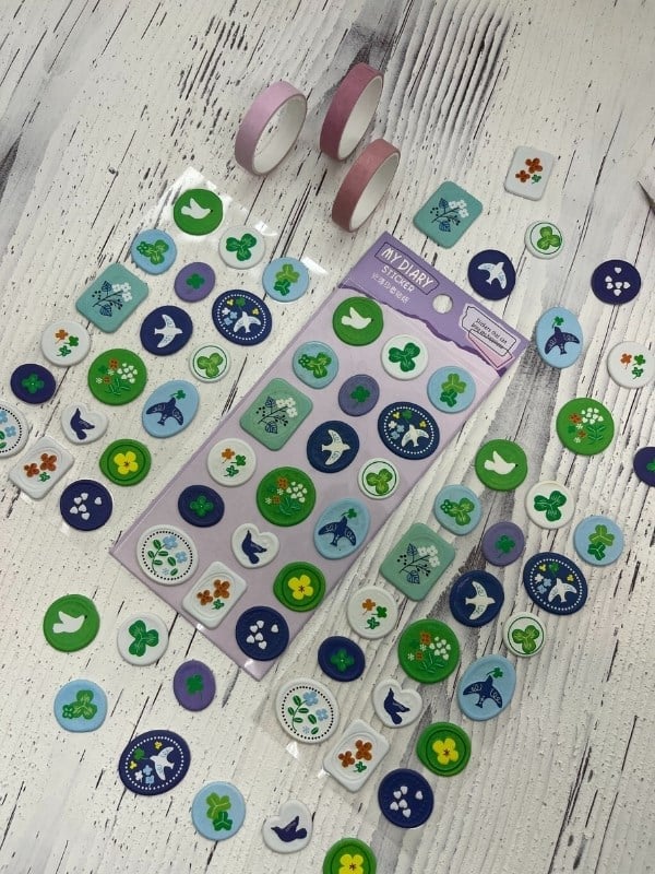 3D Kabartmalı 18 Adet Mor Paket Mühür Desenli Sticker / Etiket / Çıkartma