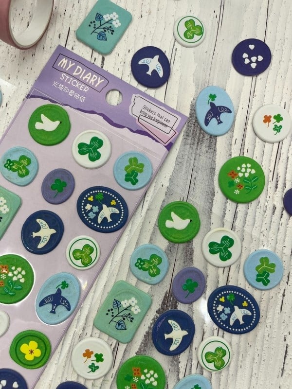 3D Kabartmalı 18 Adet Mor Paket Mühür Desenli Sticker / Etiket / Çıkartma