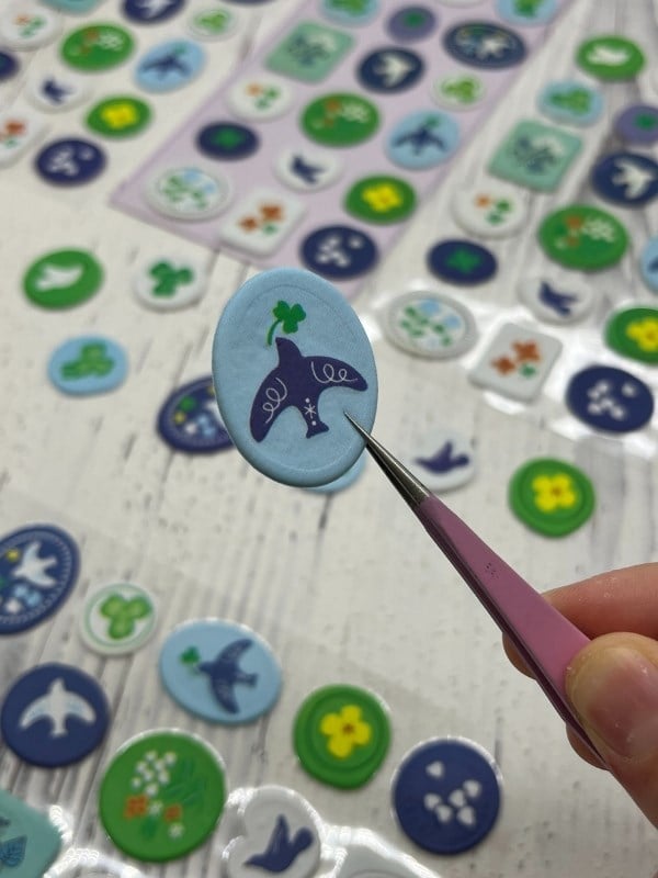 3D Kabartmalı 18 Adet Mor Paket Mühür Desenli Sticker / Etiket / Çıkartma