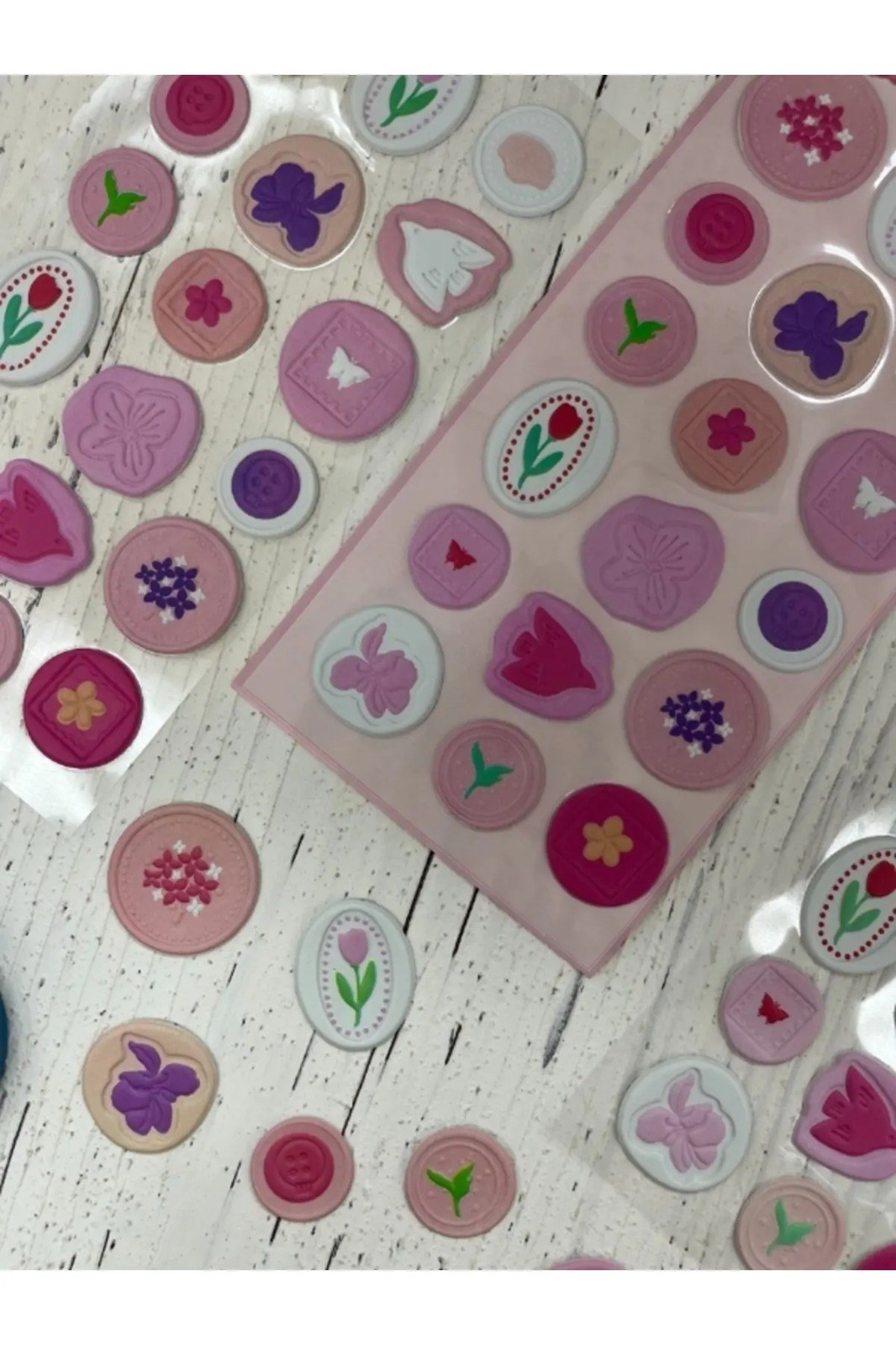 3D Kabartmalı 18 Adet Pembe Paket Mühür Desenli Sticker / Etiket / Çıkartma