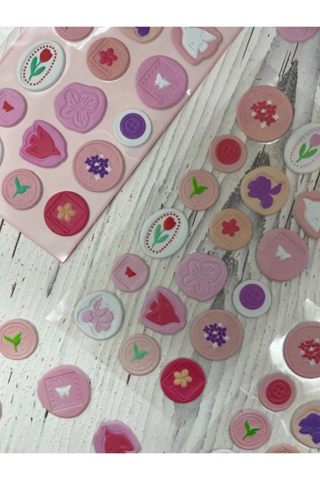 3D Kabartmalı 18 Adet Pembe Paket Mühür Desenli Sticker / Etiket / Çıkartma