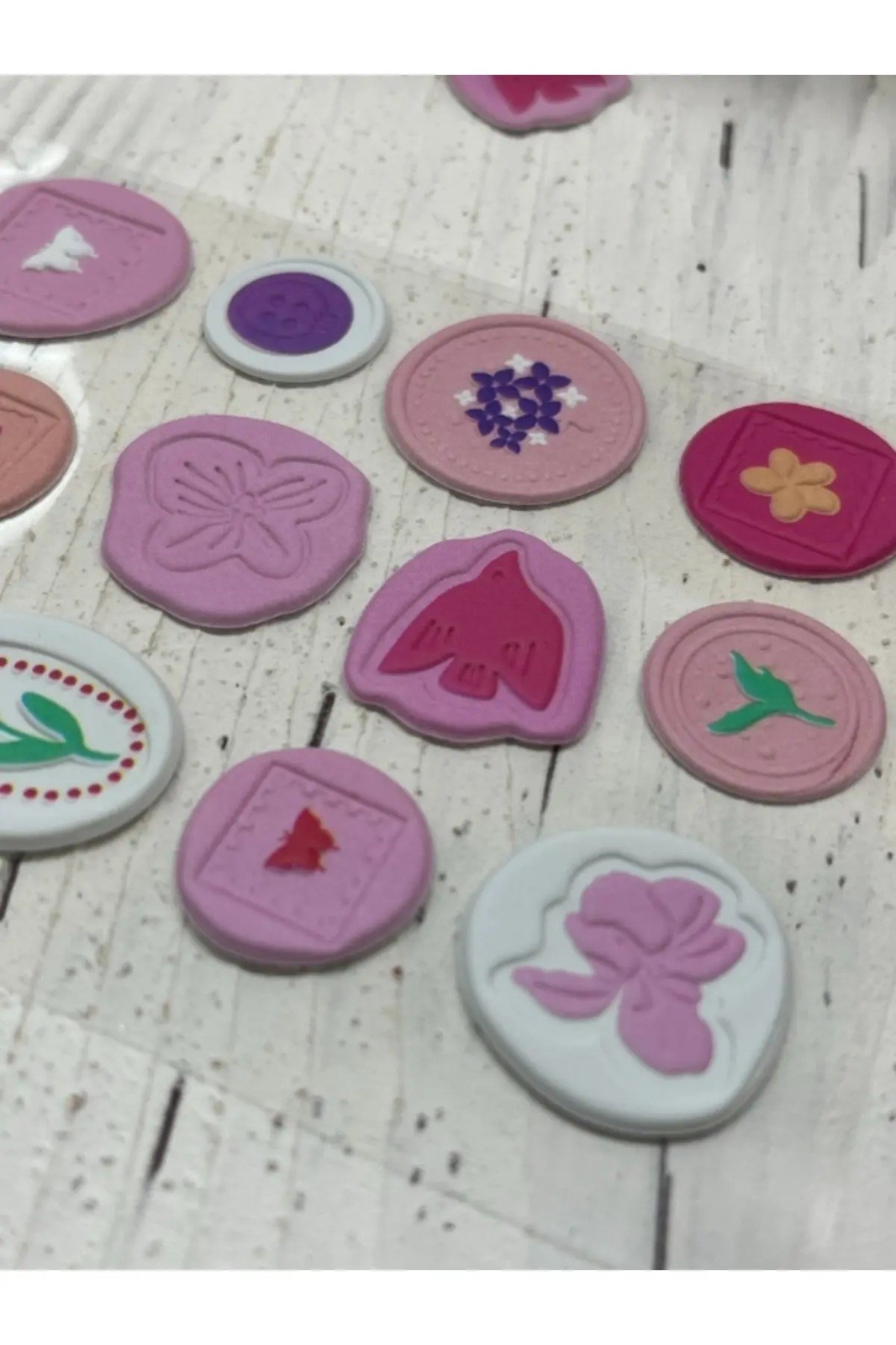 3D Kabartmalı 18 Adet Pembe Paket Mühür Desenli Sticker / Etiket / Çıkartma