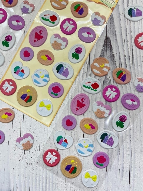 3D Kabartmalı 18 Adet Sarı  Paket Mühür Desenli Sticker / Etiket / Çıkartma