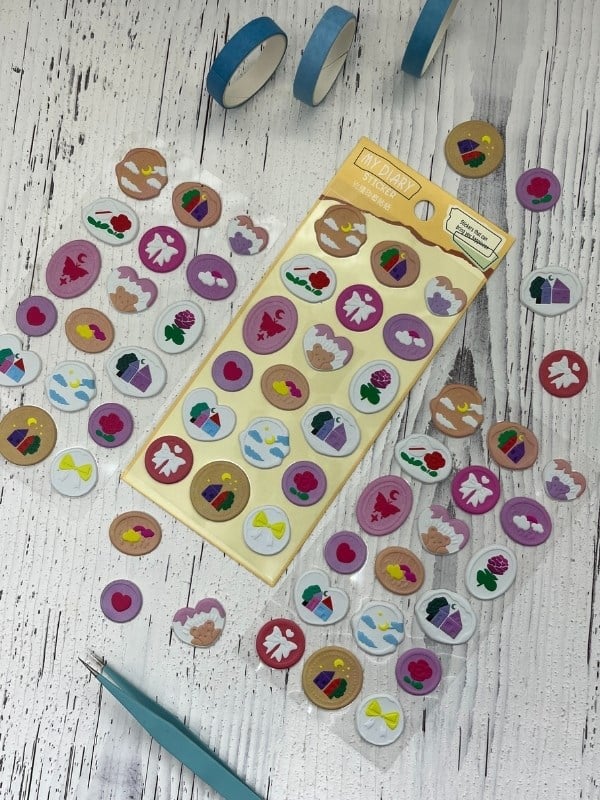 3D Kabartmalı 18 Adet Sarı  Paket Mühür Desenli Sticker / Etiket / Çıkartma