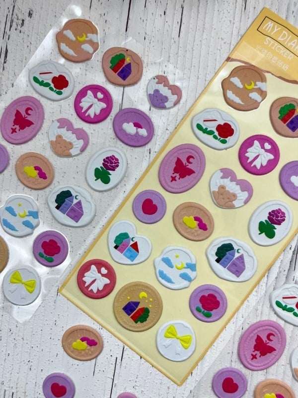 3D Kabartmalı 18 Adet Sarı  Paket Mühür Desenli Sticker / Etiket / Çıkartma