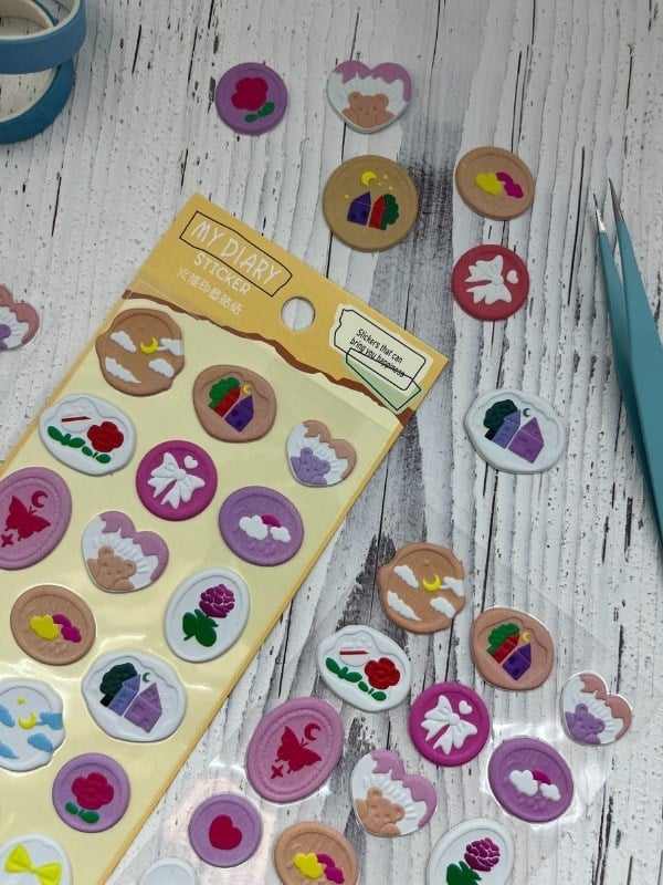 3D Kabartmalı 18 Adet Sarı  Paket Mühür Desenli Sticker / Etiket / Çıkartma