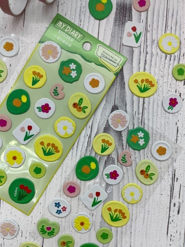 3D Kabartmalı 18 Adet Yeşil  Paket Mühür Desenli Sticker / Etiket / Çıkartma