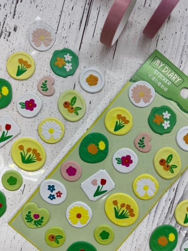3D Kabartmalı 18 Adet Yeşil  Paket Mühür Desenli Sticker / Etiket / Çıkartma