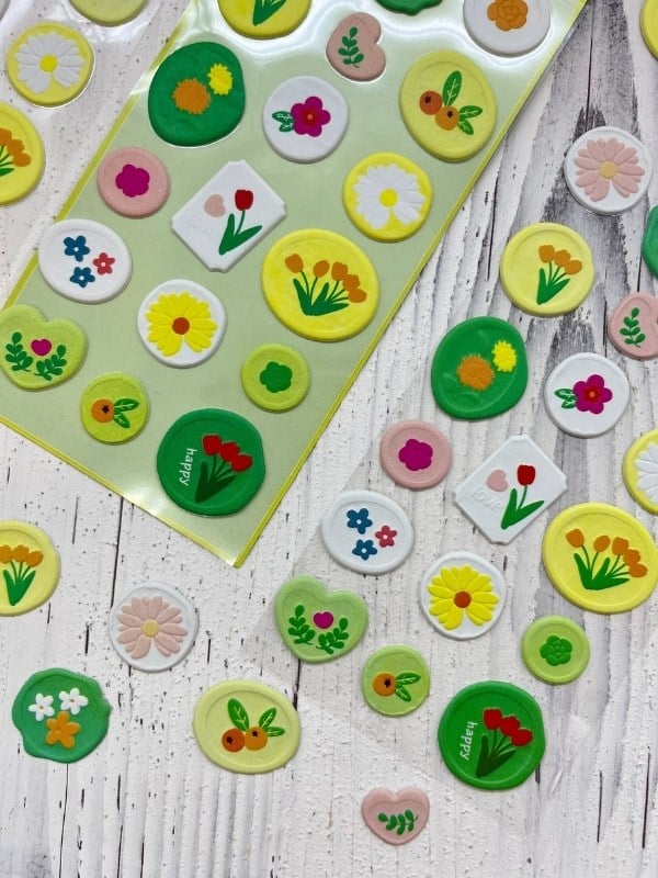 3D Kabartmalı 18 Adet Yeşil  Paket Mühür Desenli Sticker / Etiket / Çıkartma