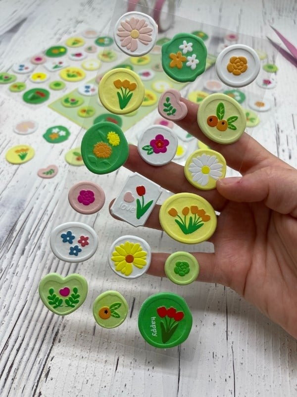 3D Kabartmalı 18 Adet Yeşil  Paket Mühür Desenli Sticker / Etiket / Çıkartma