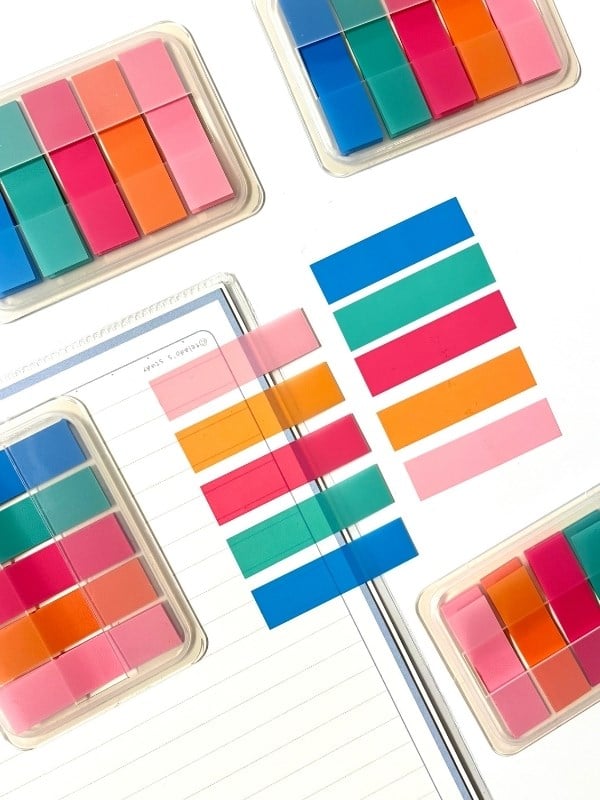 5 Renkli Neon Transparan Tonları İndeks Sticker/İndex/Post-it/Postit/Kitap Ayracı/Not Kağıdı