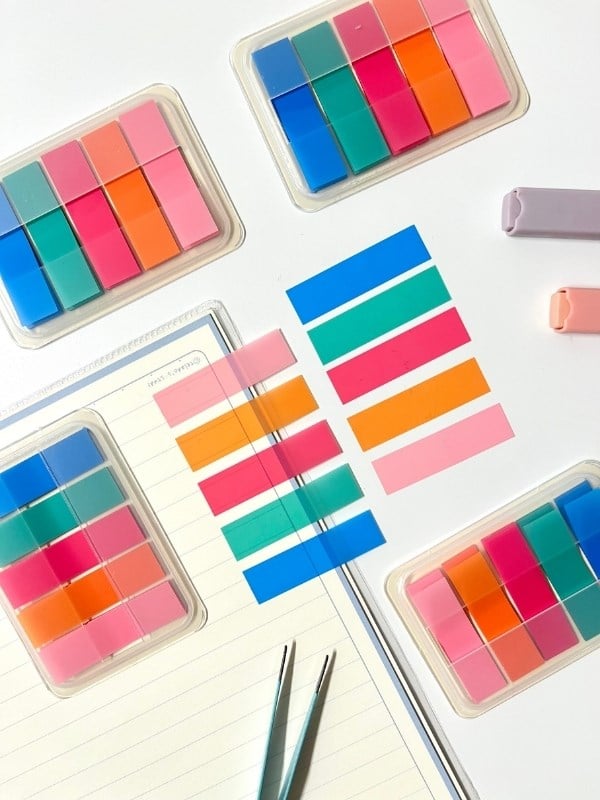 5 Renkli Neon Transparan Tonları İndeks Sticker/İndex/Post-it/Postit/Kitap Ayracı/Not Kağıdı