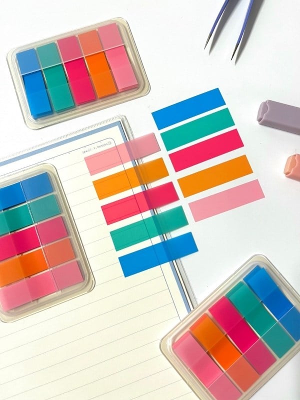 5 Renkli Neon Transparan Tonları İndeks Sticker/İndex/Post-it/Postit/Kitap Ayracı/Not Kağıdı