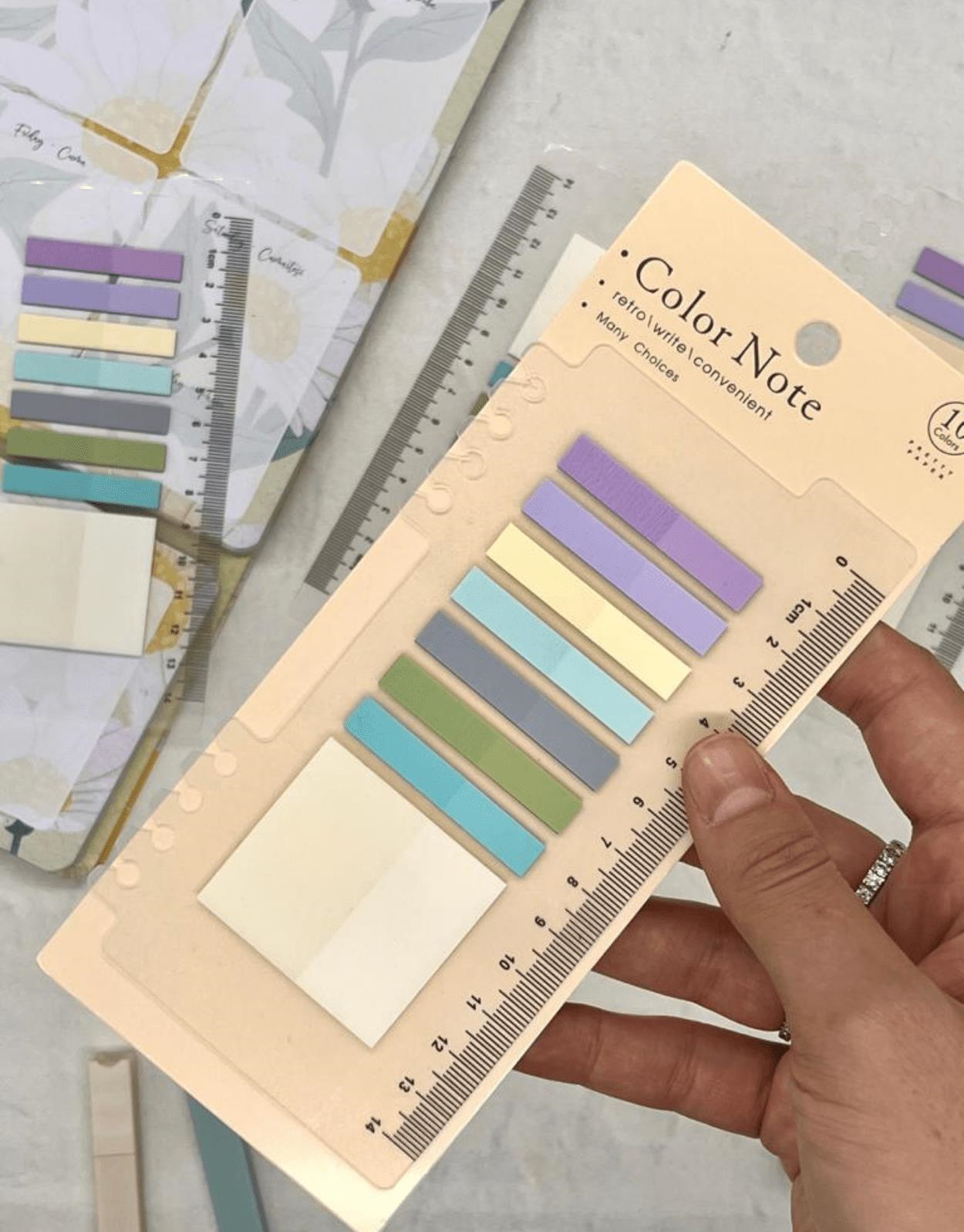 8 Renkli Cetvelli  Mor ve Mavi Tonları Şeffaf Pet İndeks / Index Sticker / Sticky Note / Post-it