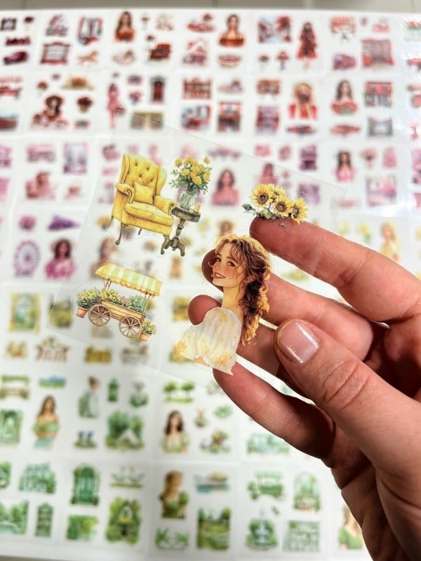 Aesthetic Blooming Girls İlkbahar Temalı 4Bölüm 100 Yaprak 478 Adet Kutu Sticker Set/Etiket/Çıkartma
