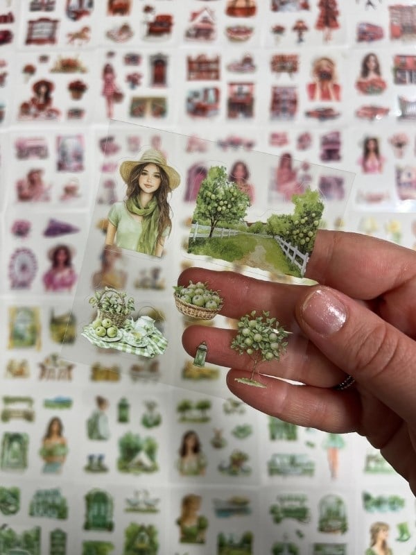 Aesthetic Blooming Girls İlkbahar Temalı 4Bölüm 100 Yaprak 478 Adet Kutu Sticker Set/Etiket/Çıkartma