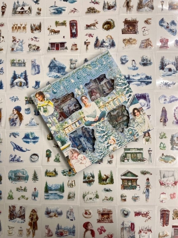 Aesthetic Frosty Girls Kış Masalı 4 Bölüm 100 Yaprak 484 Adet Kutu Sticker Seti/Etiket/Çıkartma