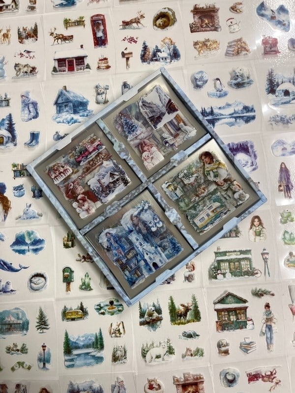 Aesthetic Frosty Girls Kış Masalı 4 Bölüm 100 Yaprak 484 Adet Kutu Sticker Seti/Etiket/Çıkartma