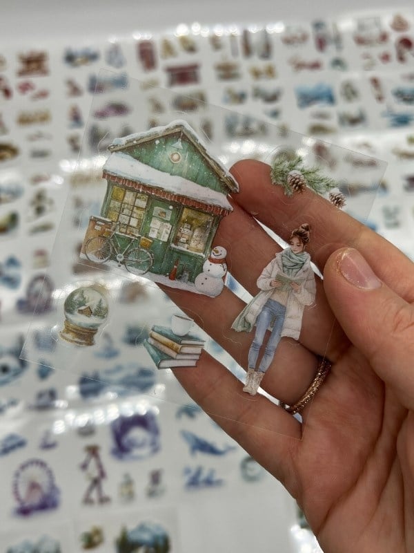 Aesthetic Frosty Girls Kış Masalı 4 Bölüm 100 Yaprak 484 Adet Kutu Sticker Seti/Etiket/Çıkartma