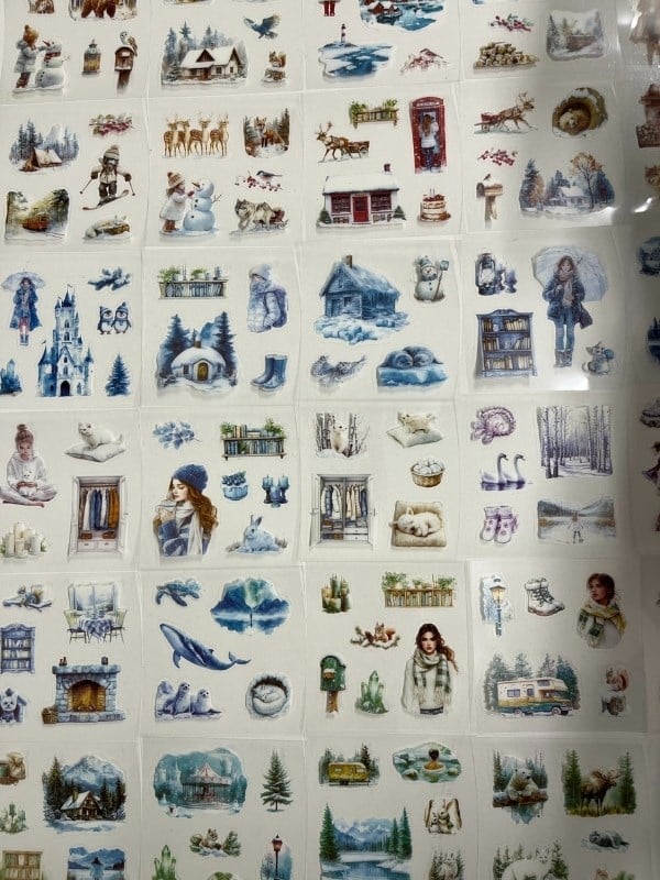 Aesthetic Frosty Girls Kış Masalı 4 Bölüm 100 Yaprak 484 Adet Kutu Sticker Seti/Etiket/Çıkartma