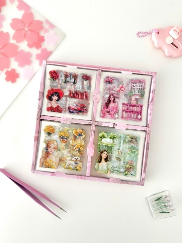 Aesthetic Spring Bloom İlkbahar Koleksiyonu 10 Parça Dev Hediyelik Set/Sticker/Kalem/Defter/Postit
