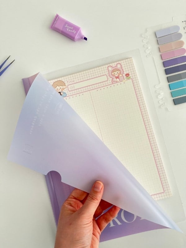 Aurora Dream Lavander Pastel Mor Pembe A4 Boy Şeffaf Dosya 31x22 cm/Belge Dosyası/Düzenleyici Klasör