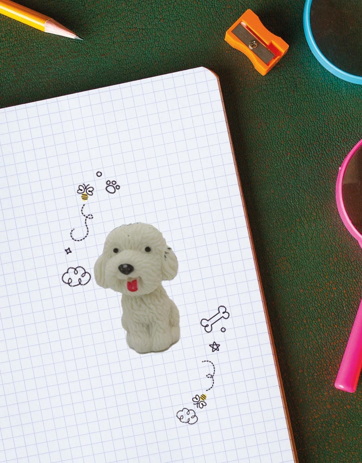 Beyaz Sevimli Dost Köpek Silgili Kalem Başlığı