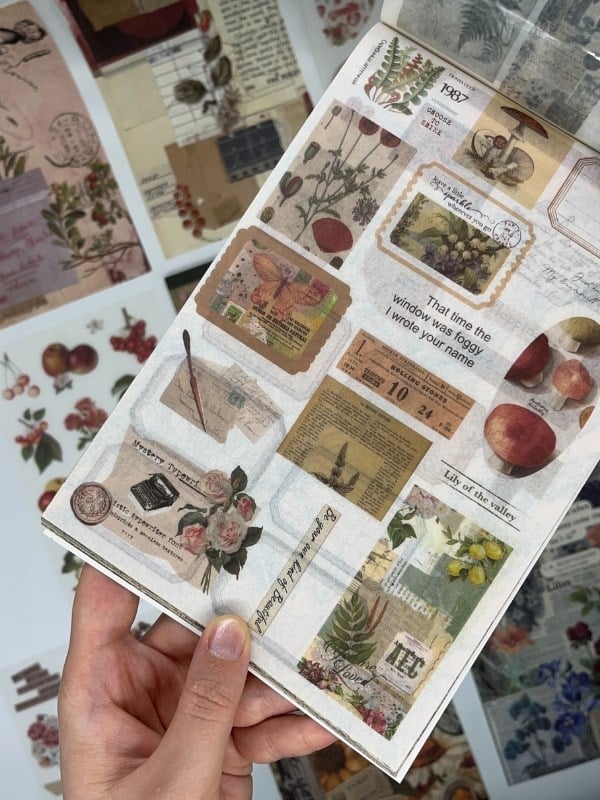 Blooming Garden Çiçek ve Meyve 30 Yaprak 403 Adet Sticker 20 Yaprak Scrapbook Kağıdı/Etiket/Çıkartma