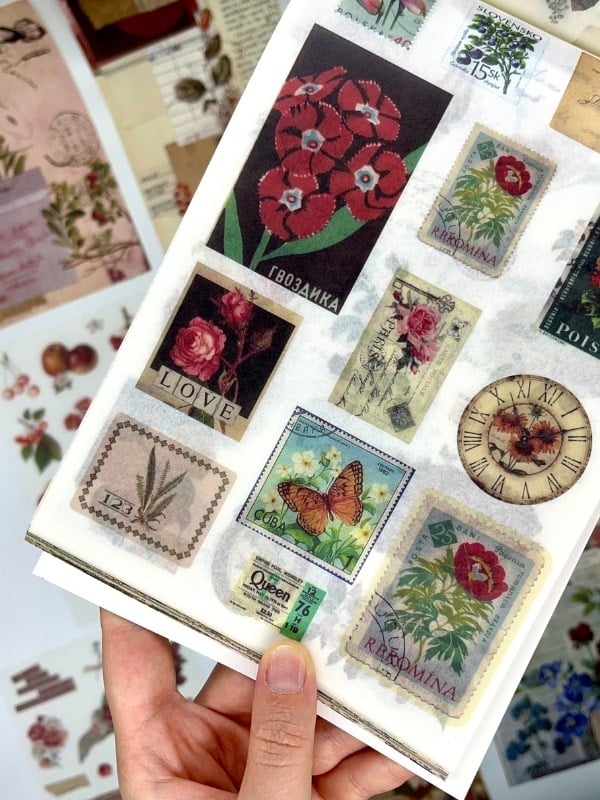 Blooming Garden Çiçek ve Meyve 30 Yaprak 403 Adet Sticker 20 Yaprak Scrapbook Kağıdı/Etiket/Çıkartma
