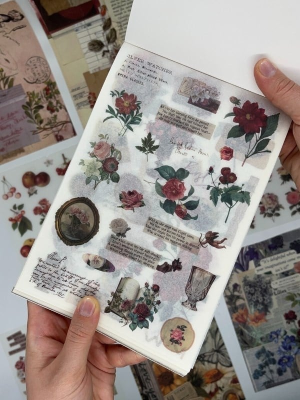 Blooming Garden Çiçek ve Meyve 30 Yaprak 403 Adet Sticker 20 Yaprak Scrapbook Kağıdı/Etiket/Çıkartma