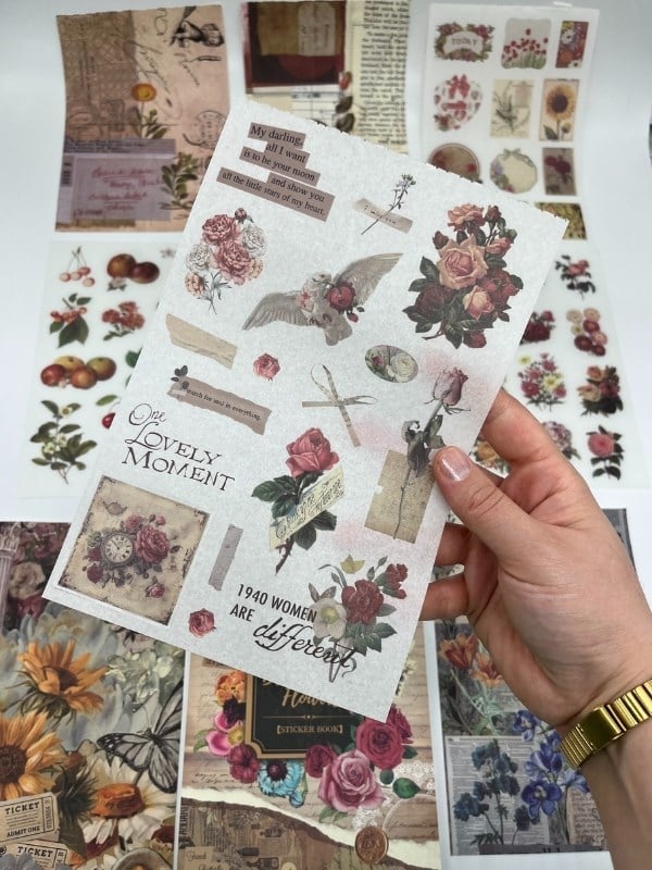 Blooming Garden Çiçek ve Meyve 30 Yaprak 403 Adet Sticker 20 Yaprak Scrapbook Kağıdı/Etiket/Çıkartma